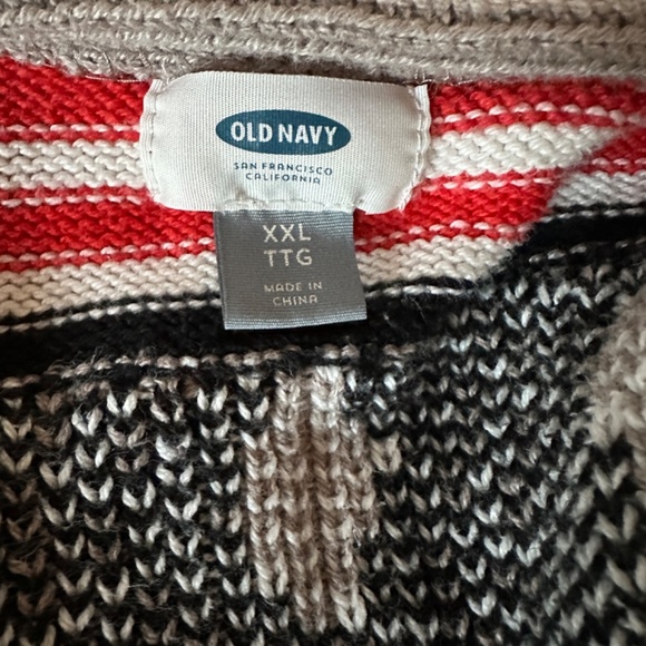 *OLD NAVY* Orange x Black Tribal Pattern Open-Front Cardigan Sweater Size XXL - Picture 6 of 7